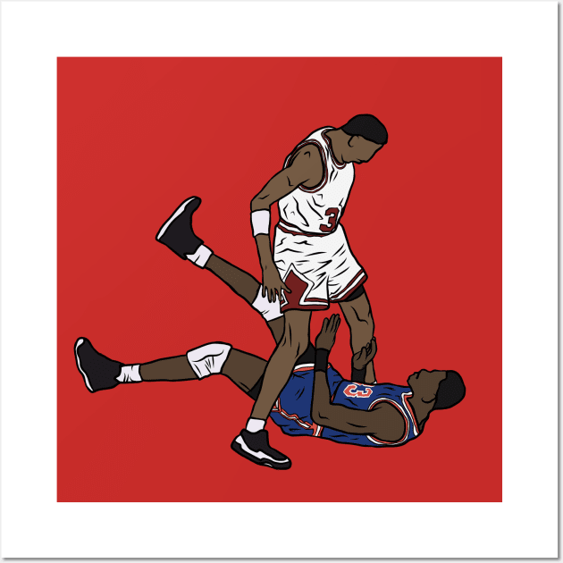 Scottie Pippen Standing Over Patrick Ewing Wall Art by rattraptees